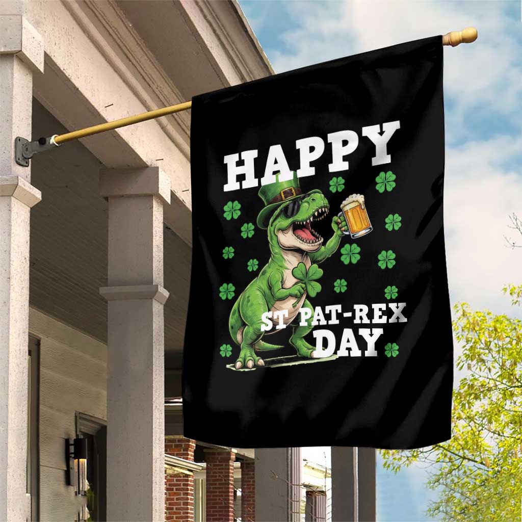 Happy St Pat Rex Day Garden Flag Funny Dinosaur Drinking Beer