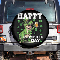 Happy St Pat Rex Day Spare Tire Cover Funny Dinosaur Drinking Beer