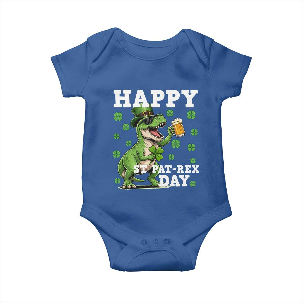 Happy St Pat Rex Day Baby Onesie Funny Dinosaur Drinking Beer