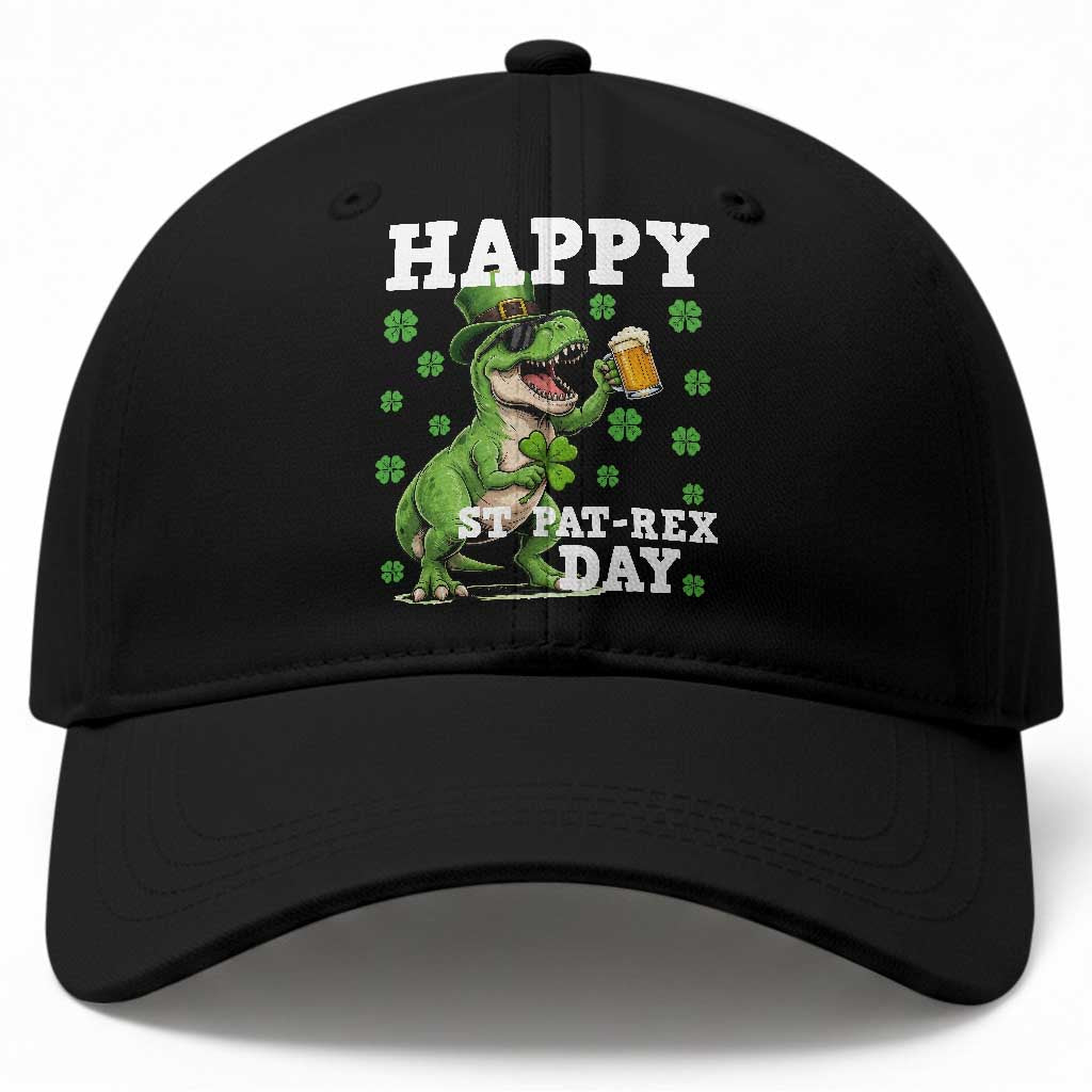 Happy St Pat Rex Day Baseball Cap Funny Dinosaur Drinking Beer