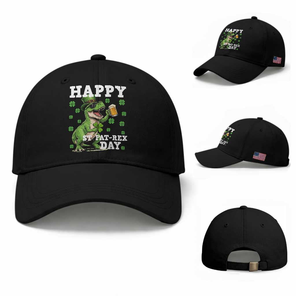 Happy St Pat Rex Day Baseball Cap Funny Dinosaur Drinking Beer