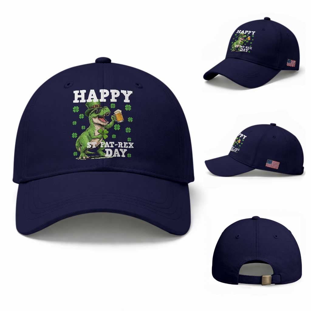 Happy St Pat Rex Day Baseball Cap Funny Dinosaur Drinking Beer