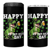 Happy St Pat Rex Day 4 in 1 Can Cooler Tumbler Funny Dinosaur Drinking Beer