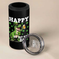 Happy St Pat Rex Day 4 in 1 Can Cooler Tumbler Funny Dinosaur Drinking Beer