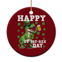 Happy St Pat Rex Day Ceramic Ornament Funny Dinosaur Drinking Beer