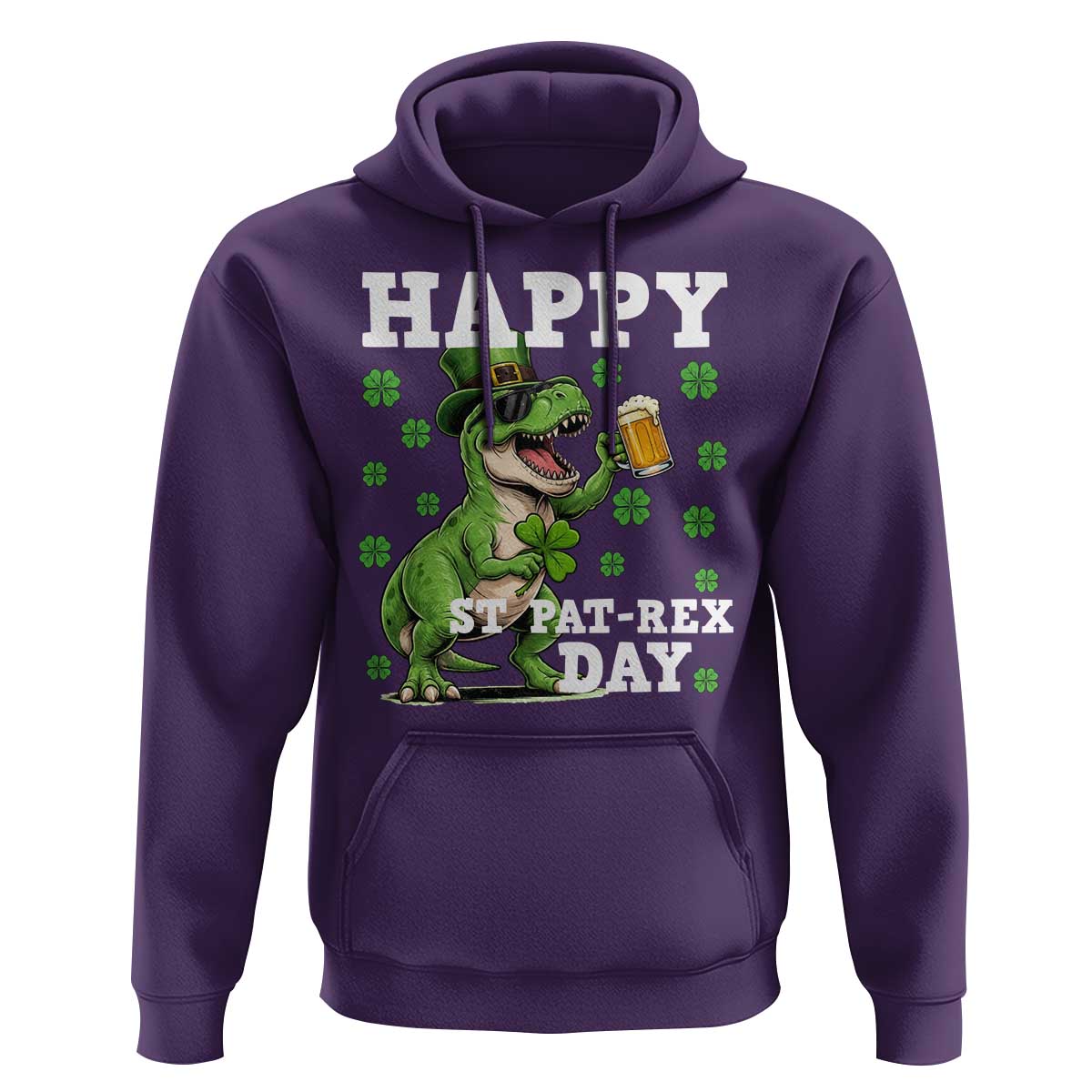 Happy St Pat Rex Day Hoodie Funny Dinosaur Drinking Beer