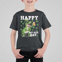 Happy St Pat Rex Day T Shirt For Kid Funny Dinosaur Drinking Beer