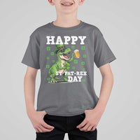 Happy St Pat Rex Day T Shirt For Kid Funny Dinosaur Drinking Beer