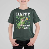 Happy St Pat Rex Day T Shirt For Kid Funny Dinosaur Drinking Beer