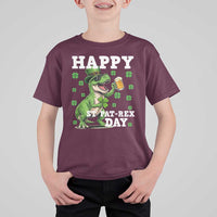 Happy St Pat Rex Day T Shirt For Kid Funny Dinosaur Drinking Beer