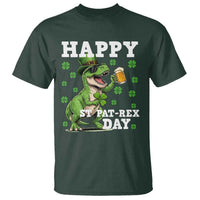 Happy St Pat Rex Day T Shirt Funny Dinosaur Drinking Beer