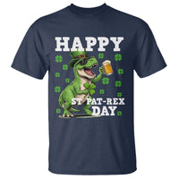 Happy St Pat Rex Day T Shirt Funny Dinosaur Drinking Beer