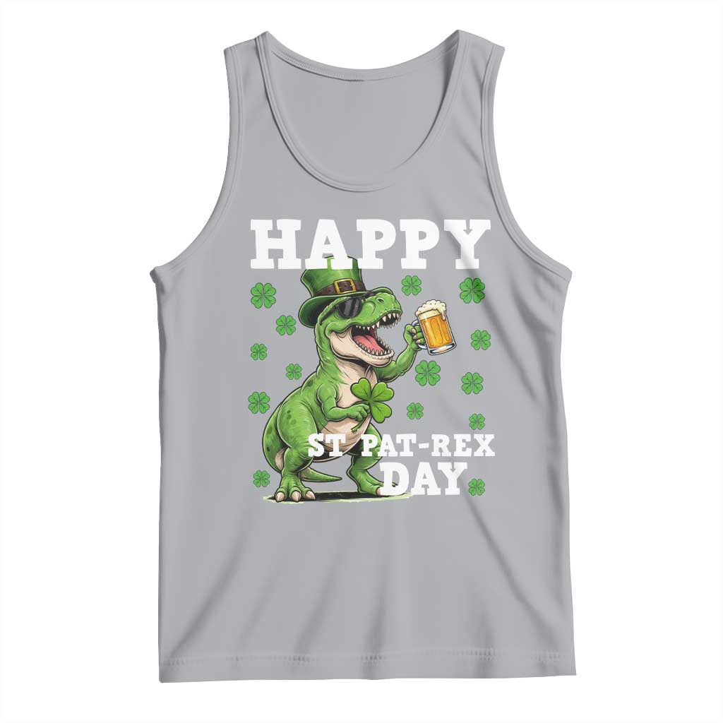 Happy St Pat Rex Day Tank Top Funny Dinosaur Drinking Beer