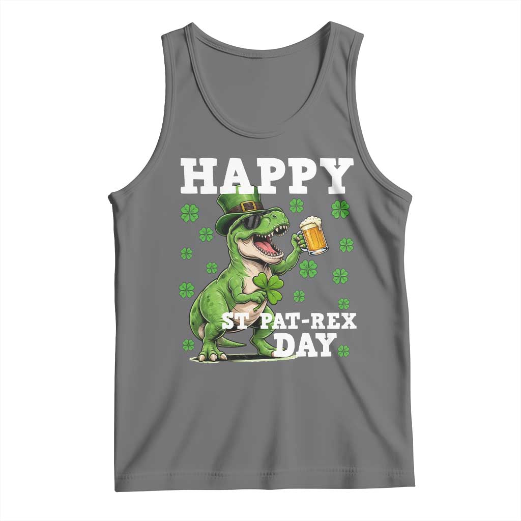 Happy St Pat Rex Day Tank Top Funny Dinosaur Drinking Beer