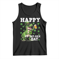 Happy St Pat Rex Day Tank Top Funny Dinosaur Drinking Beer