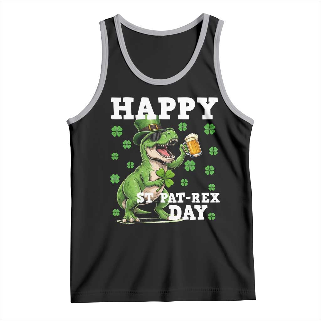Happy St Pat Rex Day Tank Top Funny Dinosaur Drinking Beer