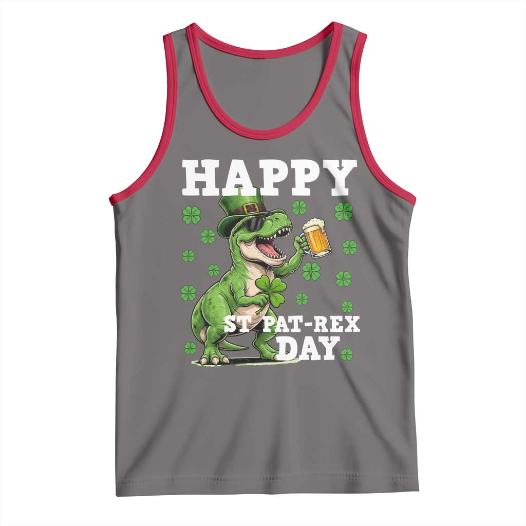 Happy St Pat Rex Day Tank Top Funny Dinosaur Drinking Beer