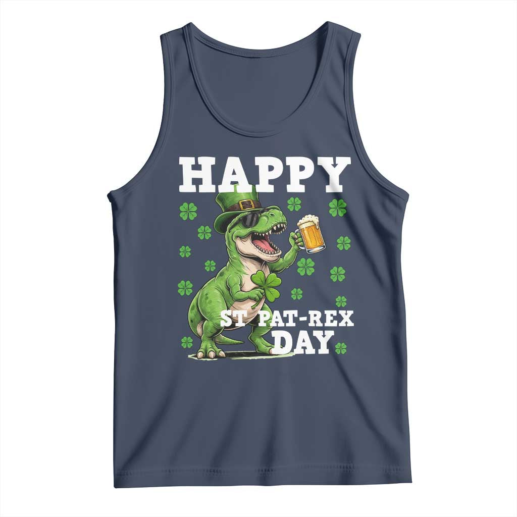 Happy St Pat Rex Day Tank Top Funny Dinosaur Drinking Beer