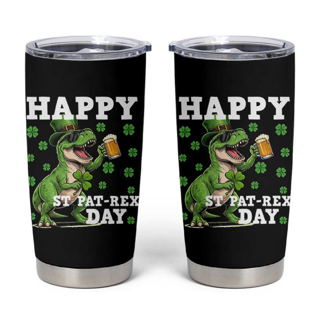 Happy St Pat Rex Day Tumbler Cup Funny Dinosaur Drinking Beer