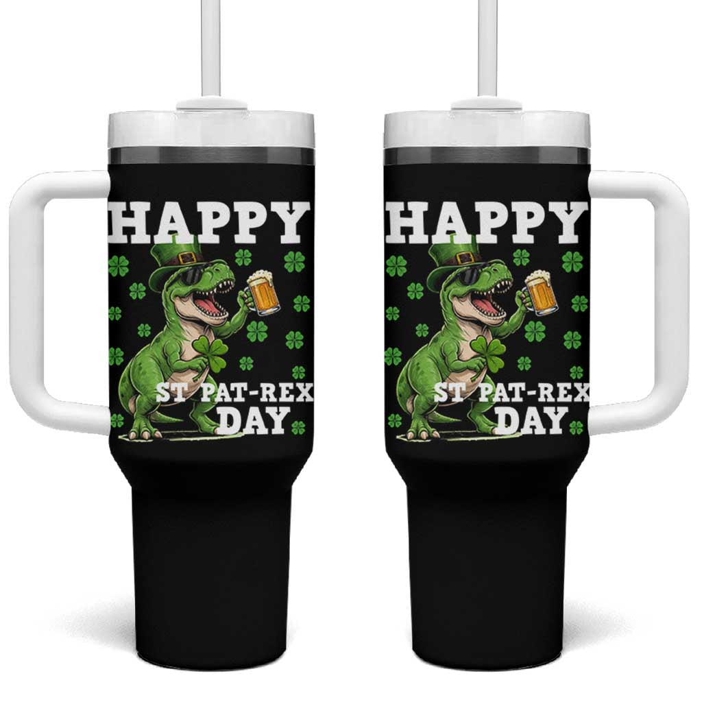 Happy St Pat Rex Day Tumbler With Handle Funny Dinosaur Drinking Beer