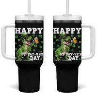 Happy St Pat Rex Day Tumbler With Handle Funny Dinosaur Drinking Beer