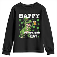 Happy St Pat Rex Day Youth Sweatshirt Funny Dinosaur Drinking Beer