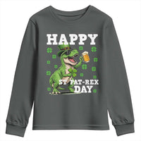 Happy St Pat Rex Day Youth Sweatshirt Funny Dinosaur Drinking Beer