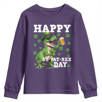 Happy St Pat Rex Day Youth Sweatshirt Funny Dinosaur Drinking Beer