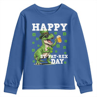 Happy St Pat Rex Day Youth Sweatshirt Funny Dinosaur Drinking Beer