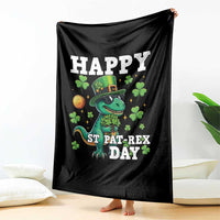 Happy St Pat Rex Day Throw Blanket St Patricks Day Dino Lover