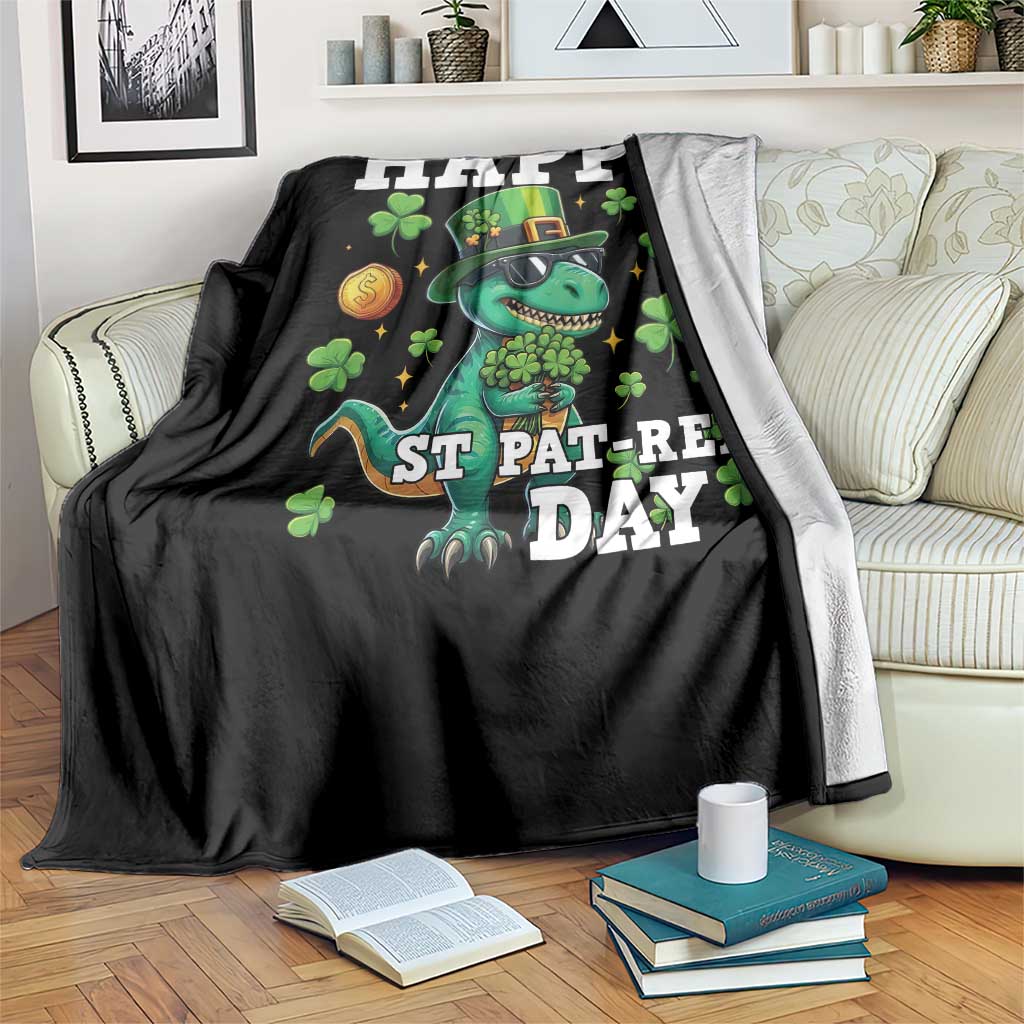 Happy St Pat Rex Day Throw Blanket St Patricks Day Dino Lover