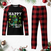 Happy St Pat Rex Day Plaid Pajama Set St Patricks Day Dino Lover