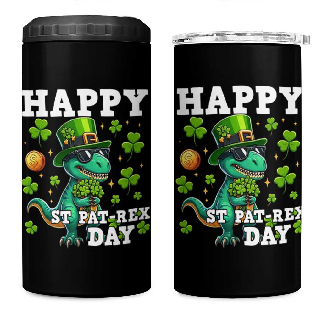 Happy St Pat Rex Day 4 in 1 Can Cooler Tumbler St Patricks Day Dino Lover