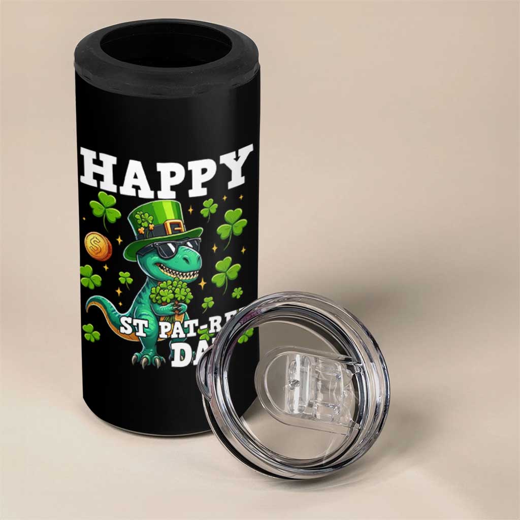Happy St Pat Rex Day 4 in 1 Can Cooler Tumbler St Patricks Day Dino Lover