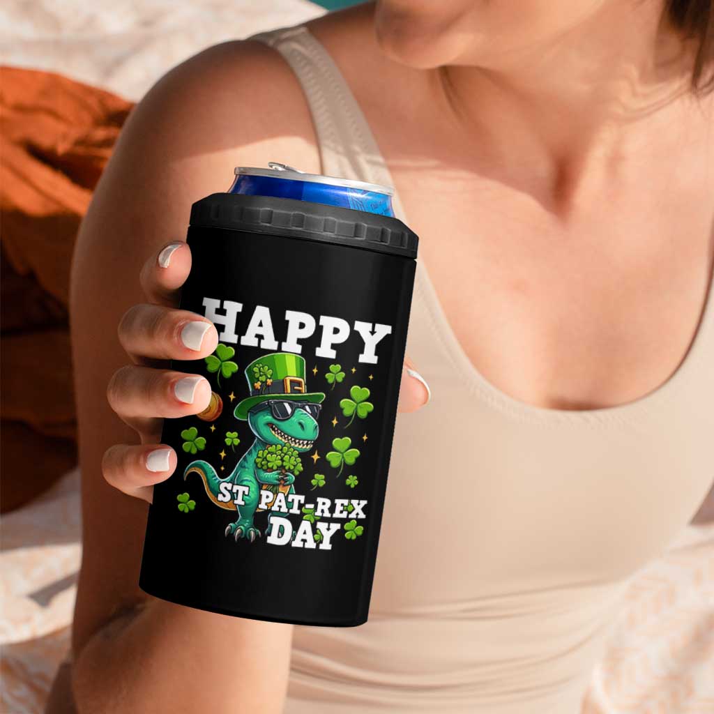 Happy St Pat Rex Day 4 in 1 Can Cooler Tumbler St Patricks Day Dino Lover