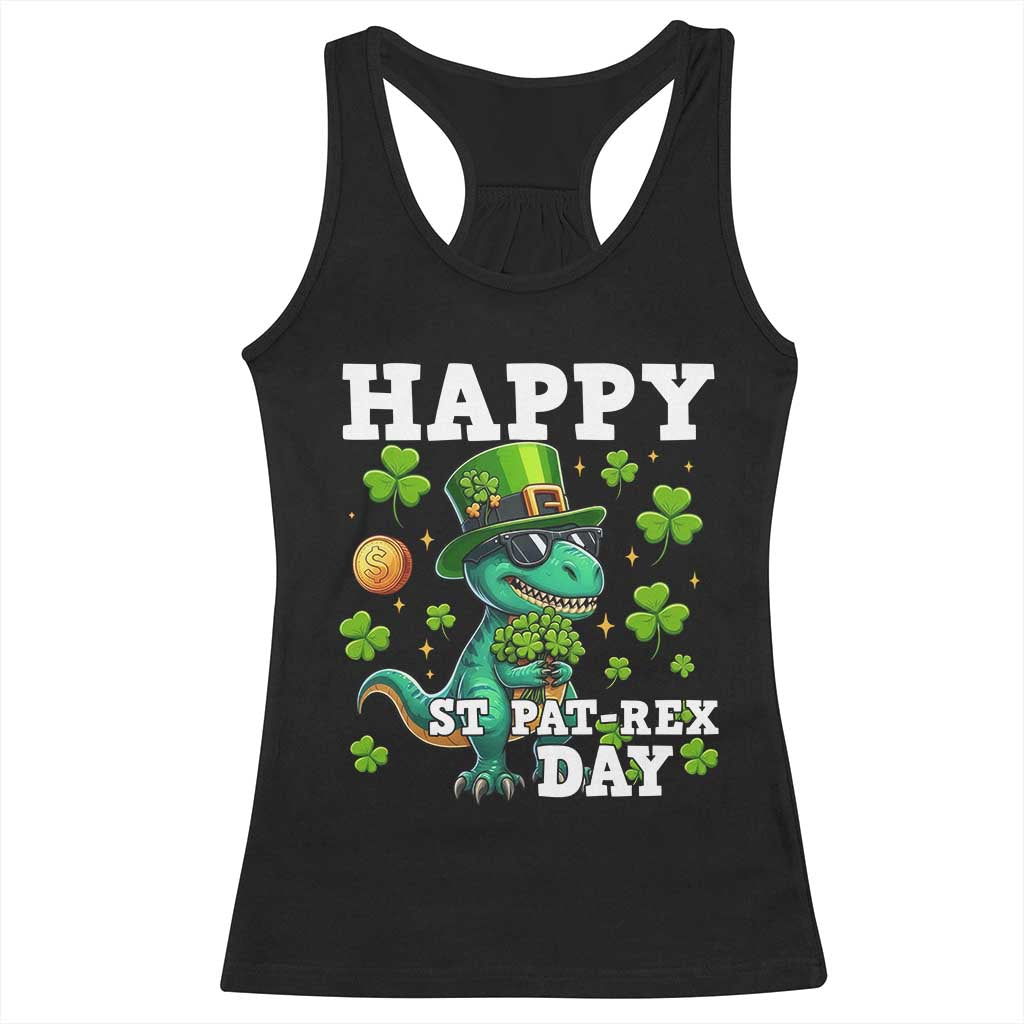 Happy St Pat Rex Day Racerback Tank Top St Patricks Day Dino Lover