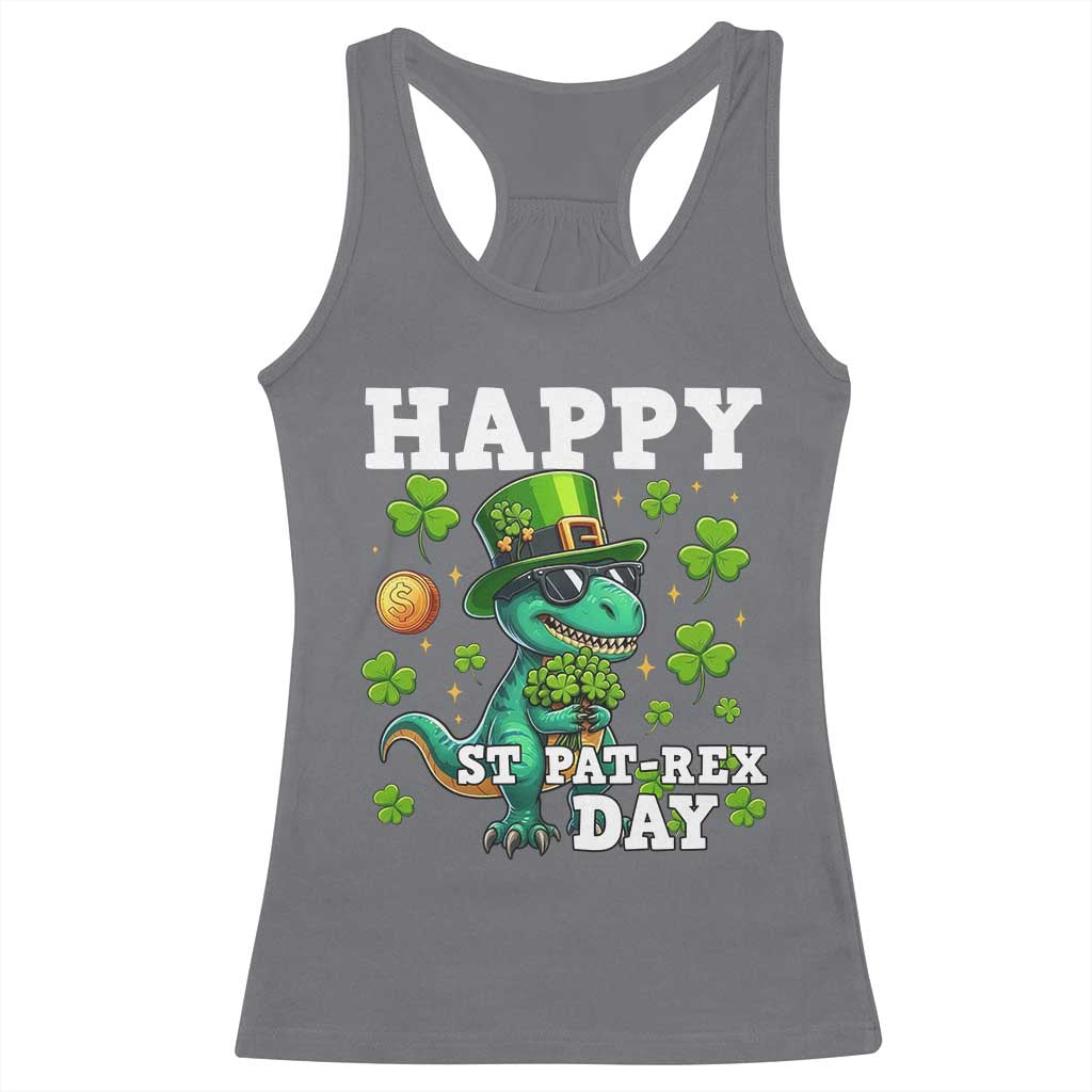 Happy St Pat Rex Day Racerback Tank Top St Patricks Day Dino Lover