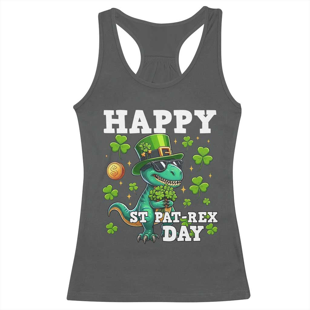 Happy St Pat Rex Day Racerback Tank Top St Patricks Day Dino Lover