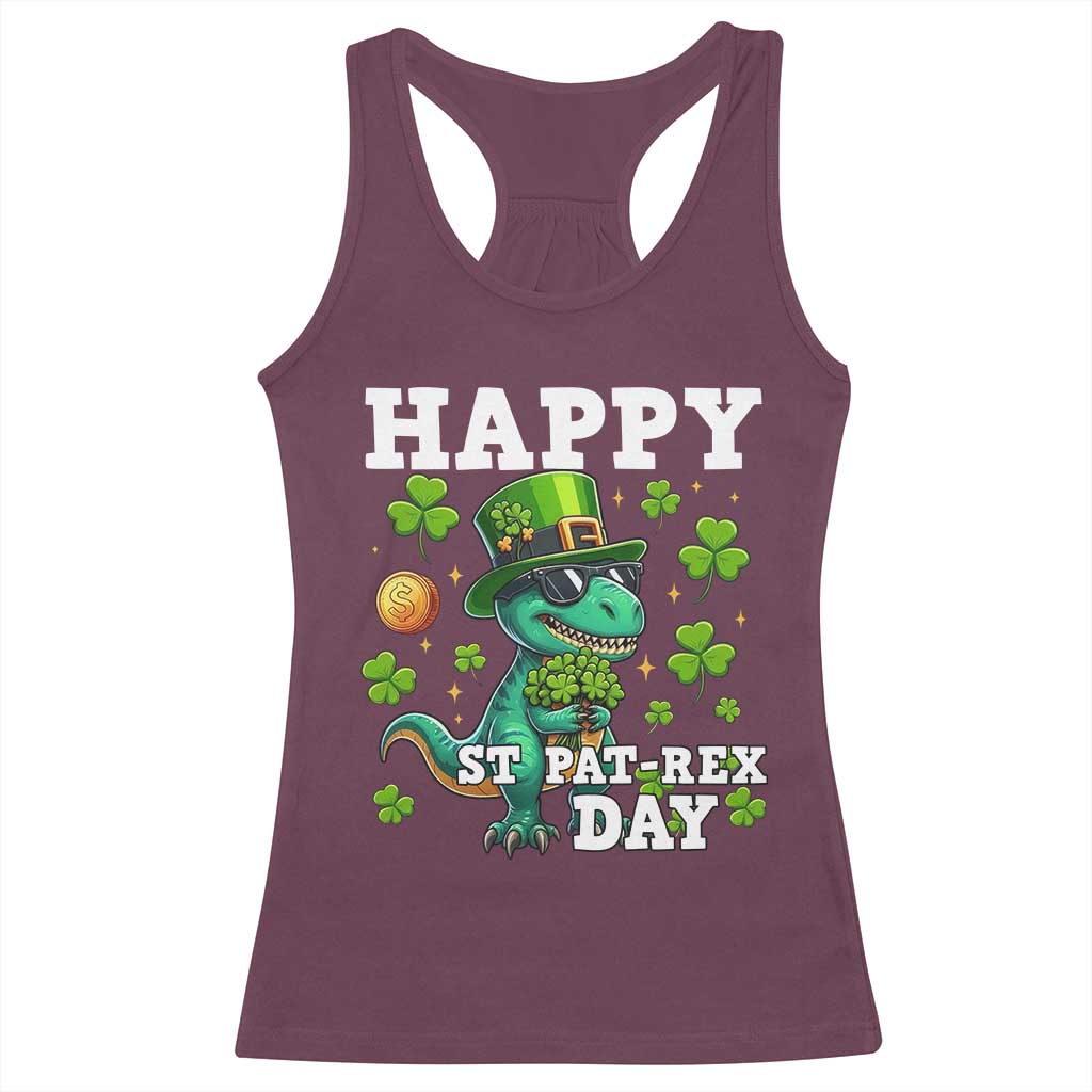 Happy St Pat Rex Day Racerback Tank Top St Patricks Day Dino Lover