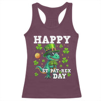Happy St Pat Rex Day Racerback Tank Top St Patricks Day Dino Lover