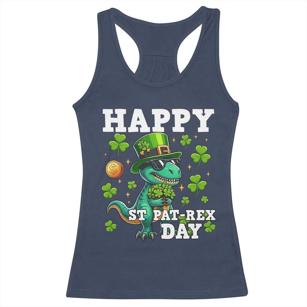 Happy St Pat Rex Day Racerback Tank Top St Patricks Day Dino Lover