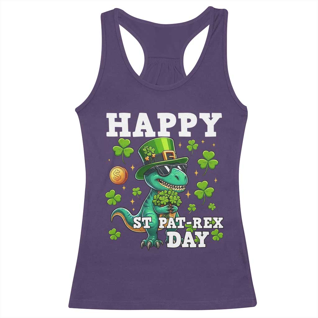Happy St Pat Rex Day Racerback Tank Top St Patricks Day Dino Lover
