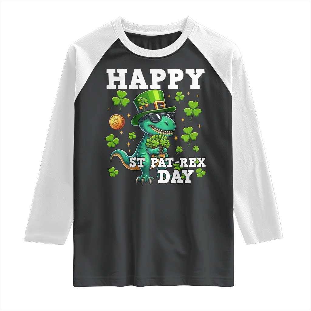 Happy St Pat Rex Day Raglan Shirt St Patricks Day Dino Lover
