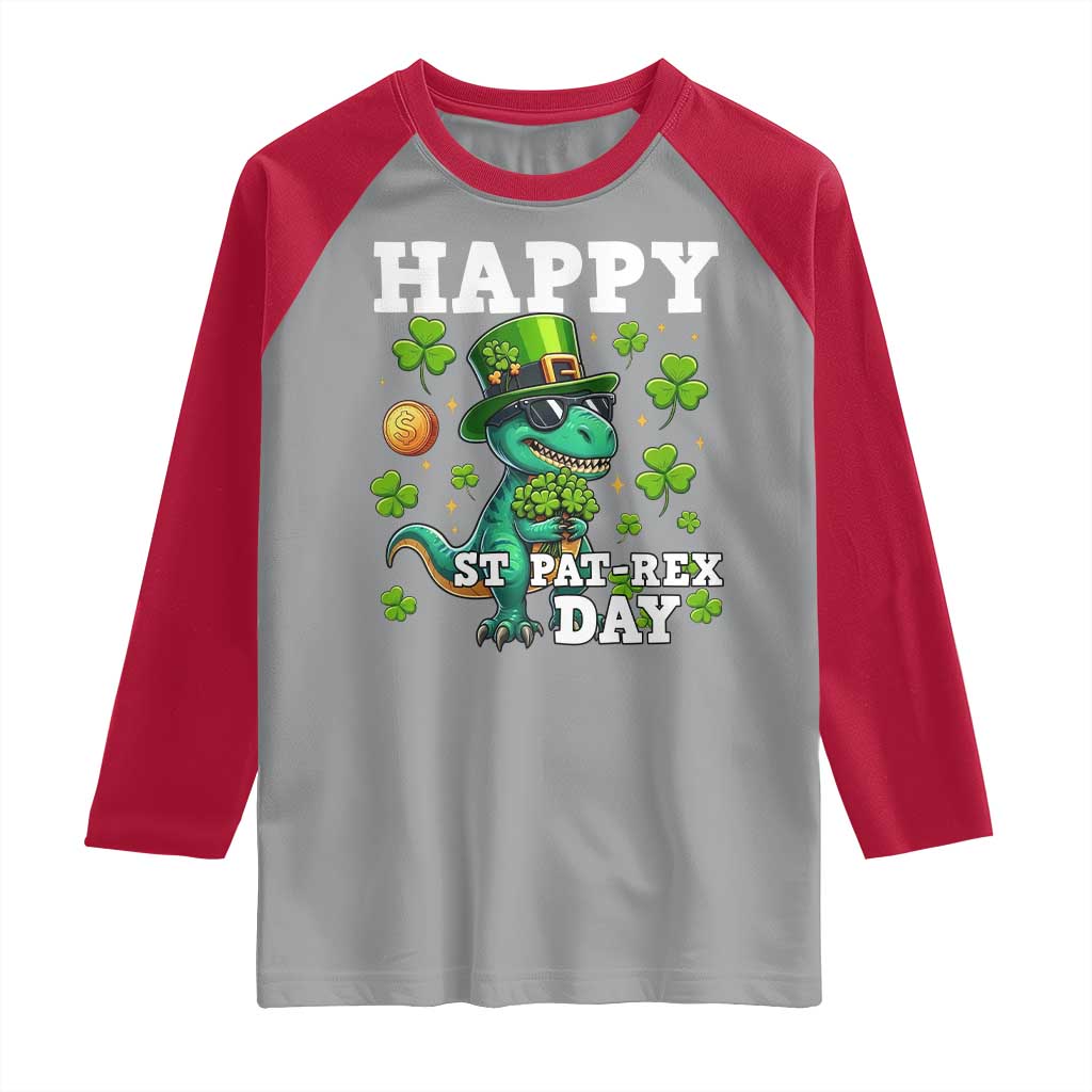 Happy St Pat Rex Day Raglan Shirt St Patricks Day Dino Lover