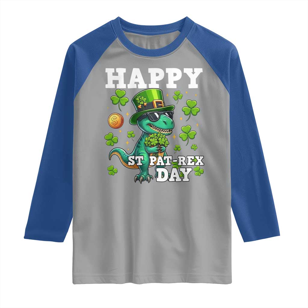 Happy St Pat Rex Day Raglan Shirt St Patricks Day Dino Lover