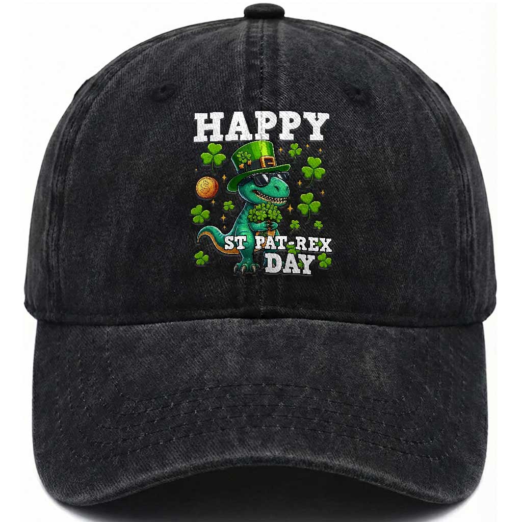 Happy St Pat Rex Day Washed Cotton Baseball Cap St Patricks Day Dino Lover