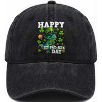 Happy St Pat Rex Day Washed Cotton Baseball Cap St Patricks Day Dino Lover