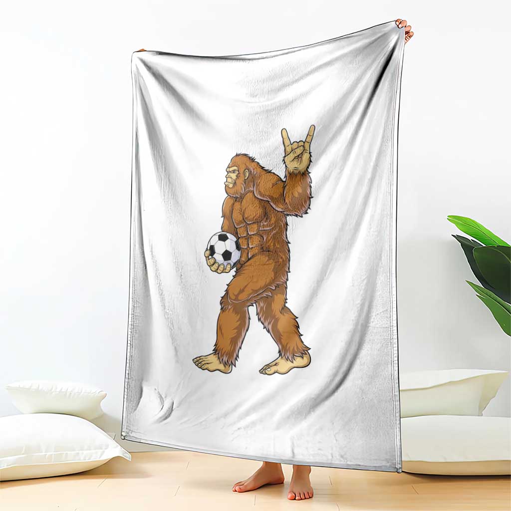 Funny Bigfoot Soccer Player Throw Blanket Folklore Cryptid Gift