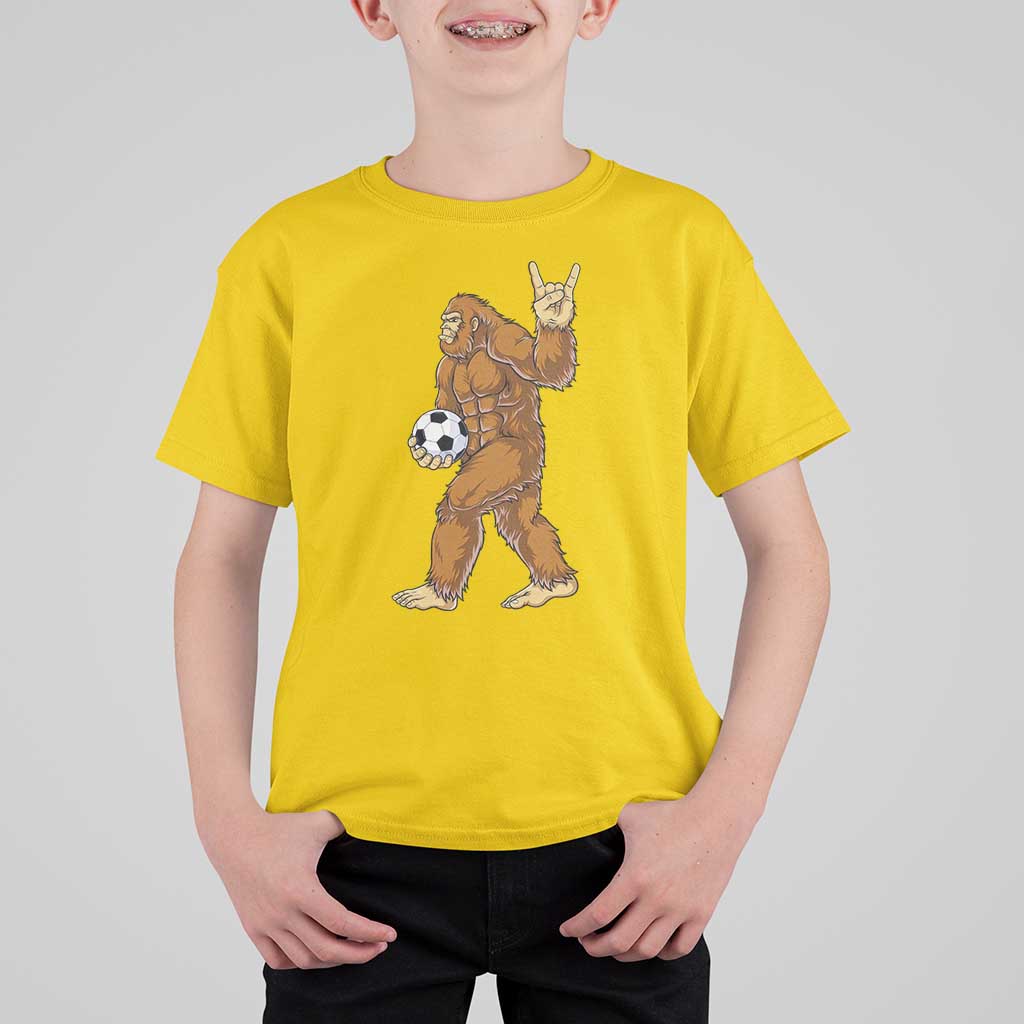 Funny Bigfoot Soccer Player T Shirt For Kid Folklore Cryptid Gift