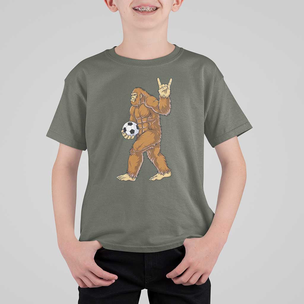 Funny Bigfoot Soccer Player T Shirt For Kid Folklore Cryptid Gift